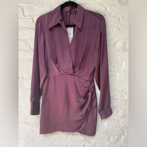 NWT zara satin dress purple small